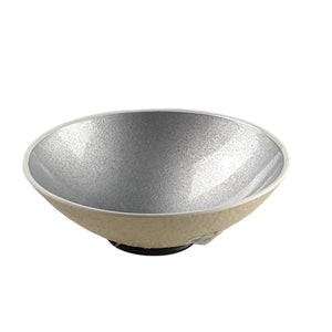 Ostrich Egg Decorative Bowl with Metallic Resin - Silver colour
