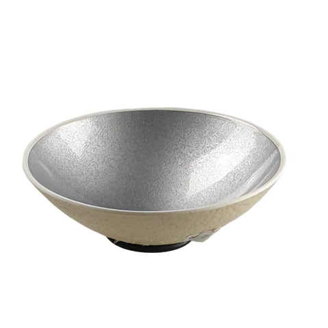 Ostrich Egg Decorative Bowl with Metallic Resin - Silver colour