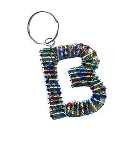Handcrafted African Beaded Alphabet Keyring - Rainbow