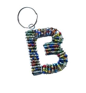 Handcrafted African Beaded Alphabet Keyring - Rainbow
