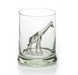 Heavy-Base Whiskey Tumbler - Giraffe (Pewter Detail)