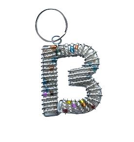 Handcrafted African Beaded Alphabet Keyring - Silver