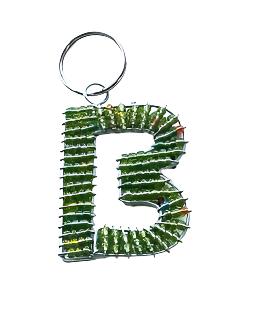 Handcrafted African Beaded Alphabet Keyring - Green