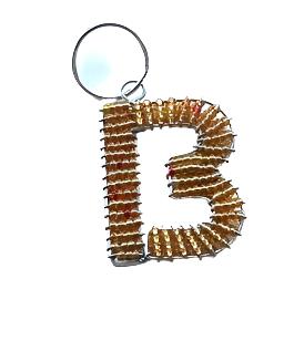 Handcrafted African Beaded Alphabet Keyring - Gold