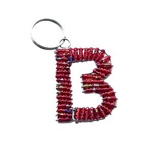 Handcrafted African Beaded Alphabet Keyring - Red
