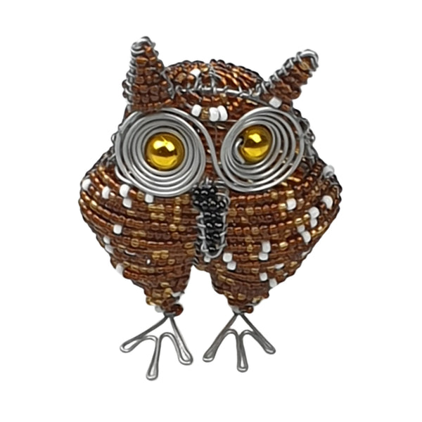 Beaded Owl (Brown & Gold)
