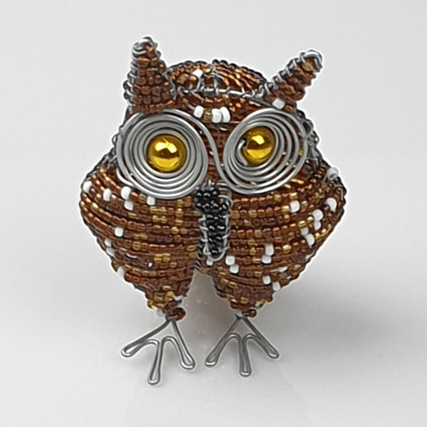 Beaded Owl (Brown & Gold)